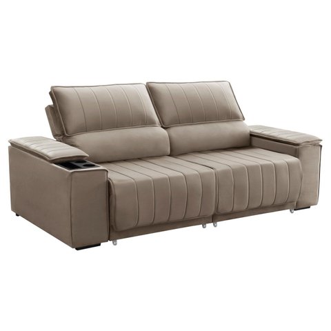 Sofa com Porta Copo 4 Lugares 190cm Retratil e Reclinavel Lion
