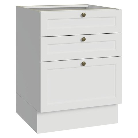 Balcão de Cozinha 60 cm 3 Gavetas (sem Tampo) Branco Vik Madesa