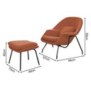 Ver imagem 4 de Poltrona Womb Chair com Puff Bouclê Base Preta Linha Premium Design Moderno Sala Leitura - Terracota