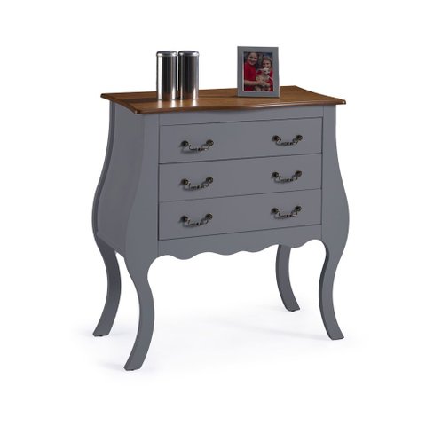 Cômoda Bombê 1023 Linz Móveis com 3 Gavetas Cinza/imbuia Glazer
