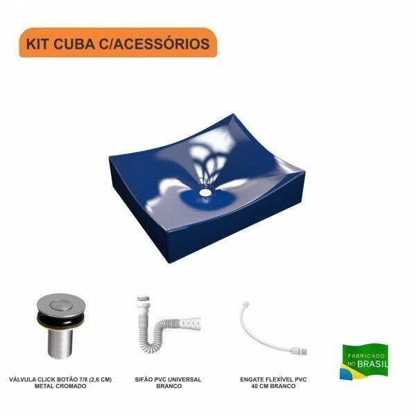 Kit Cuba ML44 com Válvula Click 1"B Pol. com Sifão PVC e Flexível Compace - 3