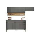 Ver imagem 3 de Cozinha Compacta Line 7 Portas 1 Gaveta MDF 150cm Cinza Gris com Aéreo para Geladeira Kit'S Paraná