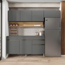 Ver imagem 1 de Cozinha Compacta Line 7 Portas 1 Gaveta MDF 150cm Cinza Gris com Aéreo para Geladeira Kit'S Paraná