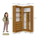 Ver imagem 3 de Guarda-Roupa Modulado Dormitório Casal Canto com 4 Portas Versatille Yescasa Marrom/Freijó/Branco