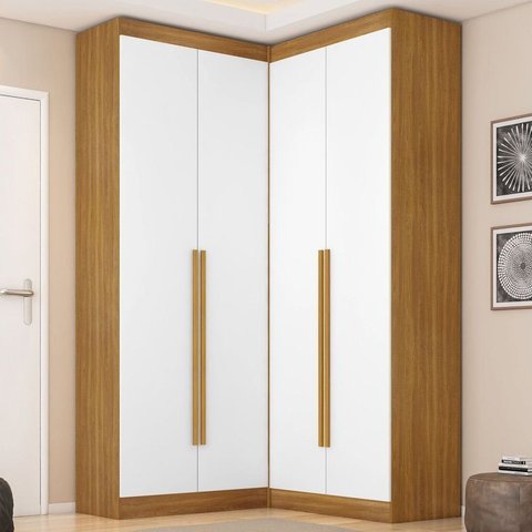 Guarda-Roupa Modulado Dormitório Casal Canto com 4 Portas Versatille Yescasa Marrom/Freijó/Branco