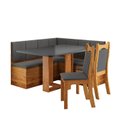 Ver imagem 2 de Conjunto Canto Alemão Baú com Mesa Retangular e 2 Cadeiras Ohio Mel e Cinza