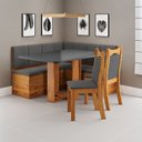 Ver imagem 1 de Conjunto Canto Alemão Baú com Mesa Retangular e 2 Cadeiras Ohio Mel e Cinza