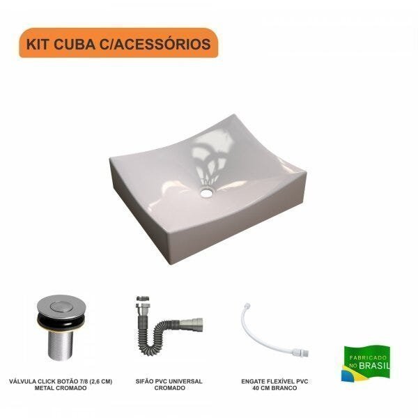 Kit Cuba ML44 com Válvula Click 1"B Pol. com Sifão Cromado e Flexível Compace - 3