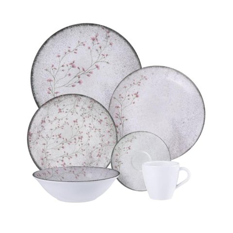 Jogo de Jantar Floralis 48 Peças com Bowl Porcelana Decorada Tramontina