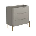 Ver imagem 2 de Mesa de Cabeceira Bend 3 Gavetas Incolar Grigio com Pé Dourado