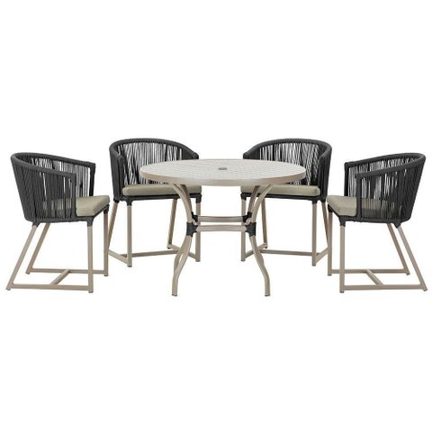 Mesa com 4 Cadeiras e Noronha Estofado 8 Trama Original Preto