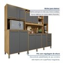 Ver imagem 5 de Armário de Cozinha Compacta 11 Portas 2 Gavetas com Bancada e Nichos Cinamomo/Grafite Cinza