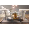 Conjunto Sala de Jantar 4 Lugares Mesa Redonda 1,2m e 4 Cadeiras Bege Areia - 1