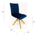 Ver imagem 3 de Cadeira para Jantar modelo Jaque Gomada Veludo Azul Marinho base madeira giratória Kit de duas