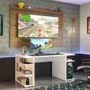 Ver imagem 3 de Mesa Para Computador Gamer e Painel Tv Branco/rustic