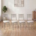 Ver imagem 4 de Conjunto 4 Cadeiras para Sala de Jantar Debrum Cromado/Branco