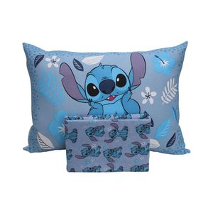 Jogo de Lençol 2 Peças Portallar Disney Stitch Blue Casal