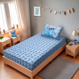 Jogo de Lençol 2 Peças Portallar Disney Stitch Blue Casal - 3