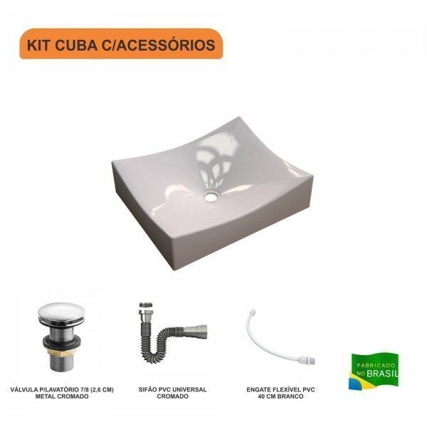 Kit Cuba ML44 C/Válvula Click 1 Pol. Sifão Cromado e Flexível Compace - 3
