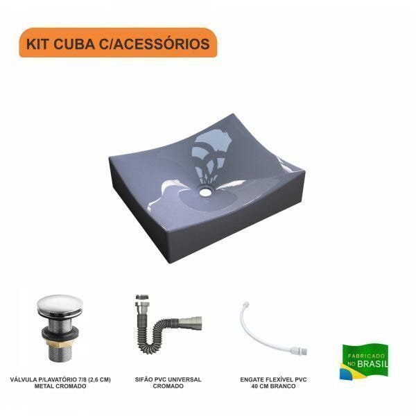 Kit Cuba ML44 C/Válvula Click 1 Pol. Sifão Cromado e Flexível Compace - 3