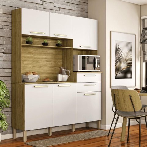 Cozinha Pietra 6 Portas 2 Gavetas MDF-MDP Freijó Supremo Kit'S Paraná