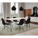 Ver imagem 1 de Conjunto Mesa de Jantar Industrial Clips Branca 135x75 com 6 Cadeiras Eiffel Brancas de Ferro Preto