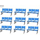Ver imagem 1 de Kit com 9 Cadeiras Longarina Plástica 03 Lugares Cor Azul Mastcmol