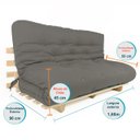 Ver imagem 2 de Sofa Cama Futon Oriental King Cinza Madeira Maciça Pinus Natural Sem Pintura