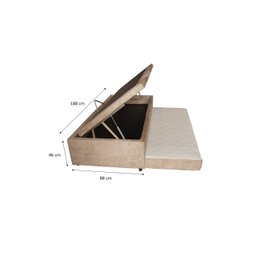Cama Box Baú Solteiro Com Auxiliar Suede Bege (Espuma só na Auxiliar) - 2