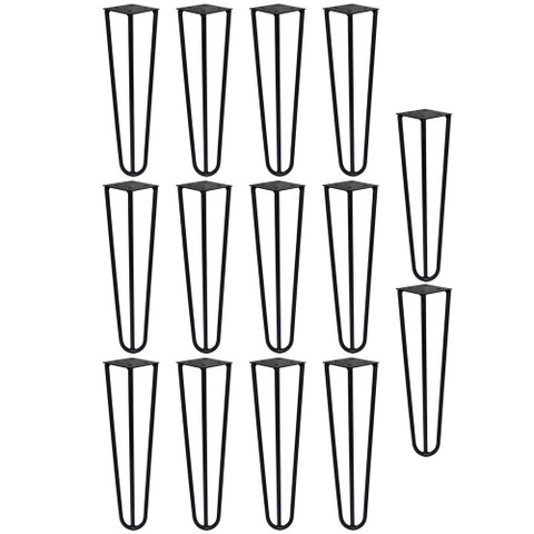 Kit 14 Pés de Metal 25 CM Hairpin Legs Mesas de Centro Puffs Preto