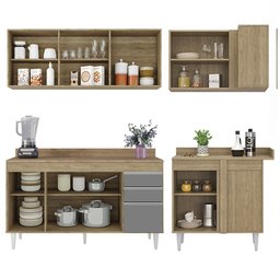 Armário de Cozinha Modulado de Canto Esquerdo 4 Peças Cp50 Balcão com Tampo Castanho/cinza - Lumil L - 6