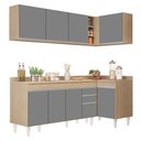 Ver imagem 1 de Armário de Cozinha Modulado de Canto Esquerdo 4 Peças Cp50 Balcão com Tampo Castanho/cinza - Lumil L