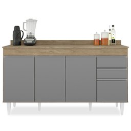 Armário de Cozinha Modulado de Canto Esquerdo 4 Peças Cp50 Balcão com Tampo Castanho/cinza - Lumil L - 7