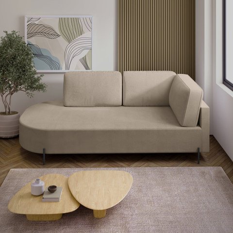 Sofá Living Orgânico 2 Lugares 175cm Base de Ferro Braço Direito Norten
