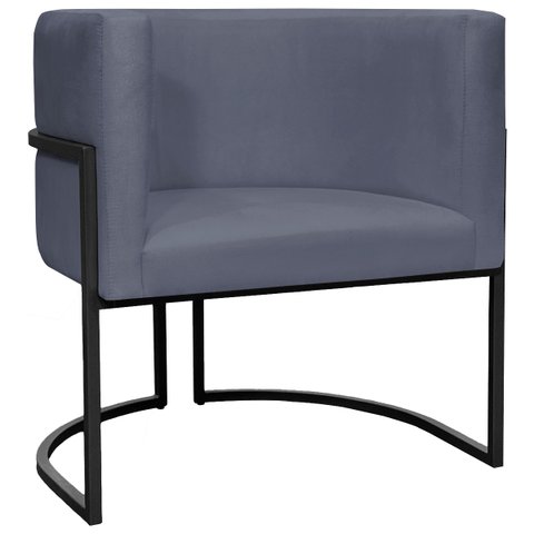 Poltrona Decorativa para Recepção Luna Suede Base de Ferro Preto