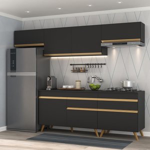 Cozinha Completa 5 Peças com Armário e Balcão Mp3708 Veneza Gb Preta