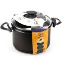 Ver imagem 6 de Panela 3 em 1 Antiaderente 3,9l com Tampa de Vidro + 02 Descansos de Panela Quadrados Madeira 14,5cm