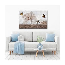 Quadro Animais Borboletas Lineares C/ Moldura Prata e Vidro:90 X 60 Cm - 3