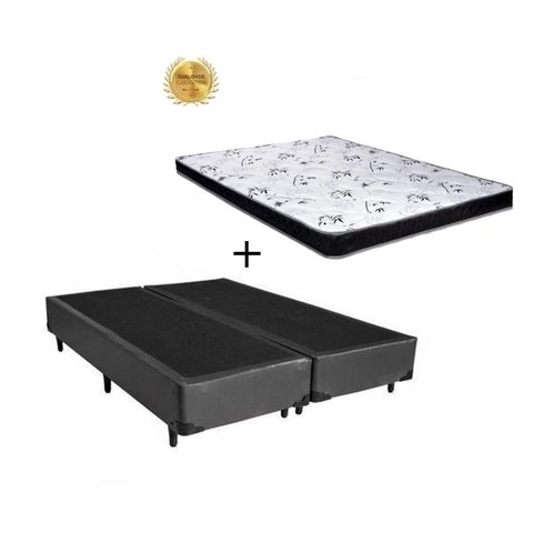 Cama Box Queen Colchão Mola Ensacada Belos Sonhos + Box Sintético 70x158x198:Cinza