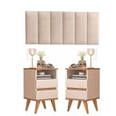 Ver imagem 1 de Kit Mesa de Cabeceira 2 Gavetas - Pop - com Cabeceira 1,40 Areia - Off White/nature