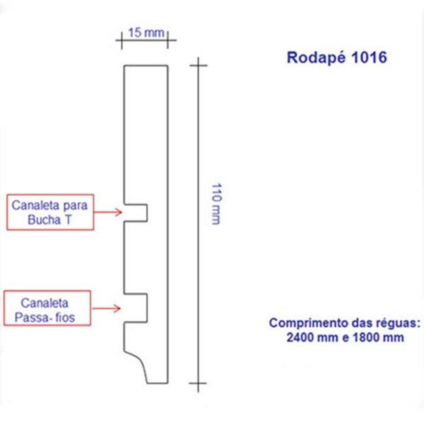 Rodapé BrasGroup Aqua 1016 15mm x 12cm x 2,40m - 2