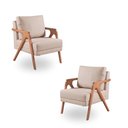 Ver imagem 1 de Kit 2 Poltronas Decorativa Mona Braço de Madeira:veludo Bege