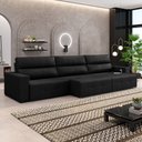 Ver imagem 1 de Sofá Retrátil 5 Lugares 344cm 3 Módulos Nero com USB Couro Preto G52 - Gran Belo