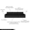 Ver imagem 3 de Sofá Retrátil 5 Lugares 344cm 3 Módulos Nero com USB Couro Preto G52 - Gran Belo