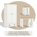 Ver imagem 7 de Conjunto 3 Peças Escrivaninha + Armário 2 Portas Gaveteiro 3 Gavetas 100% Madeira Maciça - Topázio Branco Freijó