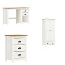 Ver imagem 2 de Conjunto 3 Peças Escrivaninha + Armário 2 Portas Gaveteiro 3 Gavetas 100% Madeira Maciça - Topázio Branco Freijó