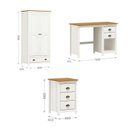 Ver imagem 3 de Conjunto 3 Peças Escrivaninha + Armário 2 Portas Gaveteiro 3 Gavetas 100% Madeira Maciça - Topázio Branco Freijó