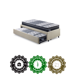 Bicama Box Solteiro Linho Bege 88x188 com 2 Colchões Gransleep Verticoil Ecoflex - 6
