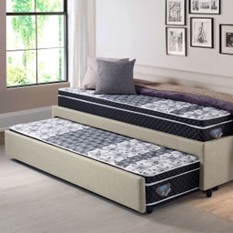 Bicama Box Solteiro Linho Bege 88x188 com 2 Colchões Gransleep Verticoil Ecoflex - 3