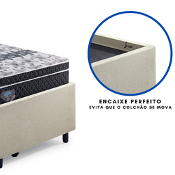Bicama Box Solteiro Linho Bege 88x188 com 2 Colchões Gransleep Verticoil Ecoflex - 9